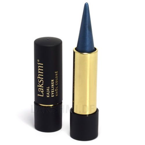 Lakshmi Kajal Eyeliner in Nachtblau Nr. 206. Schwarze Hülse mit goldfarbenem Element. Blaue Spitze.