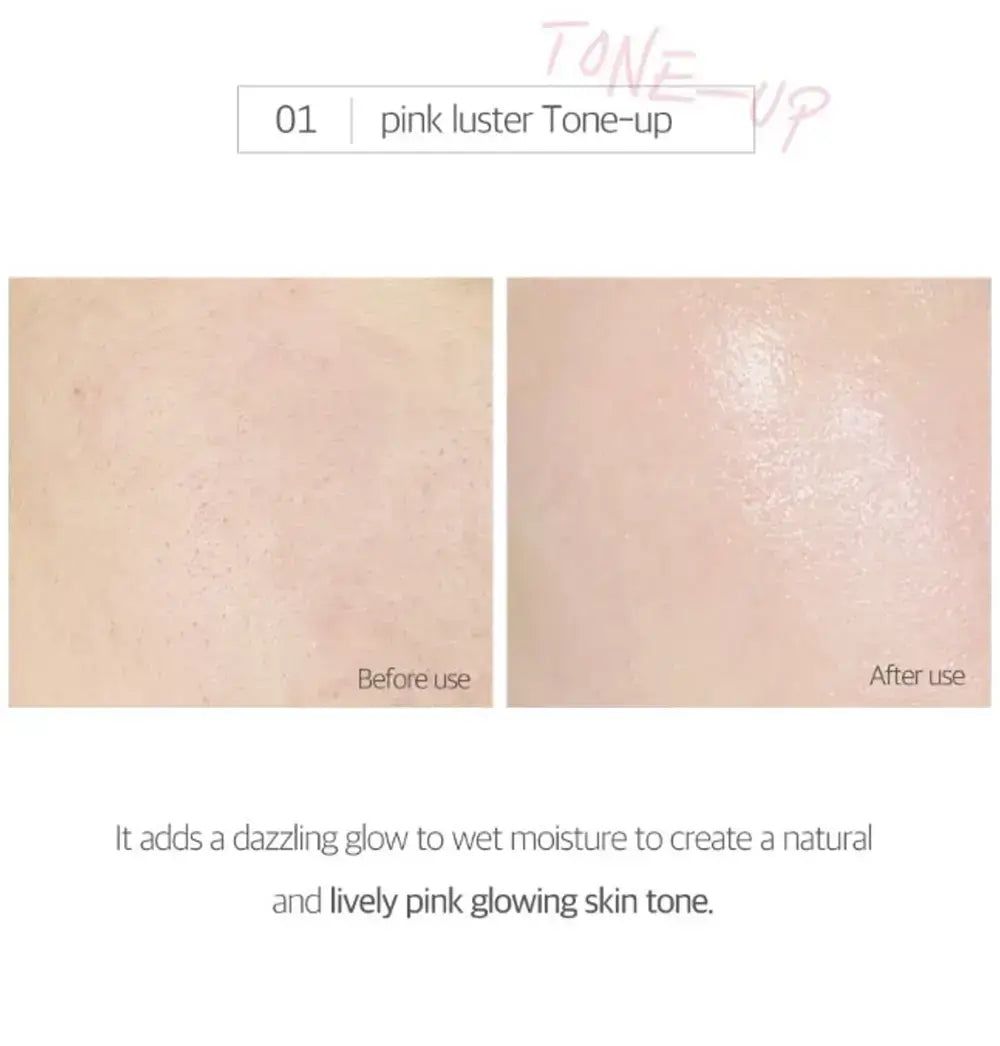 Vorher-Nachher-Vergleich. Haut vor und nach Anwendung. Rosa Farbton. Für einen strahlenden Teint.