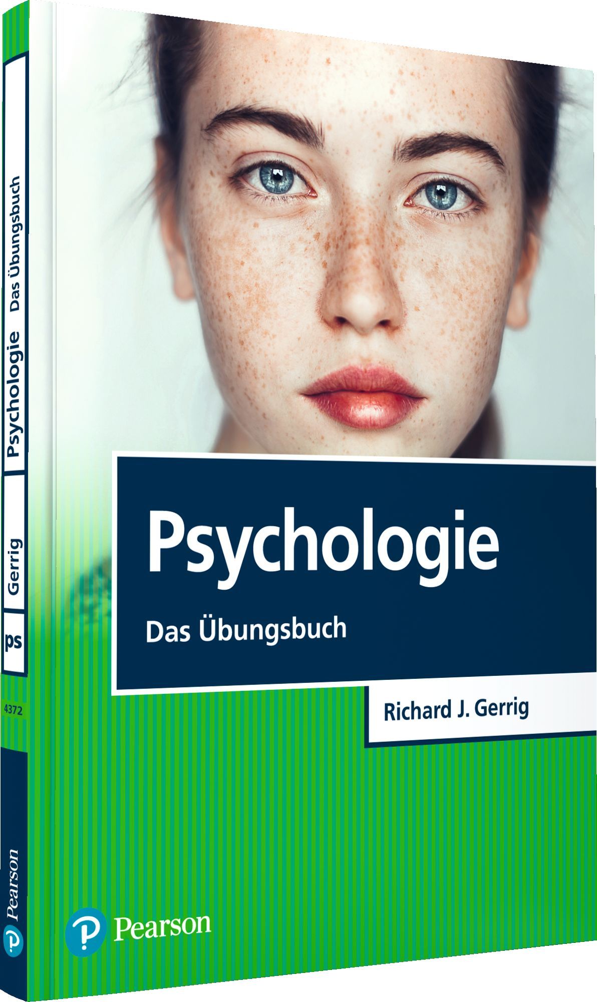 Buch "Psychologie - Das Übungsbuch". Cover mit Gesicht einer Frau. Titel in Blau, Autor Richard J. Gerrig. Verlag Pearson.