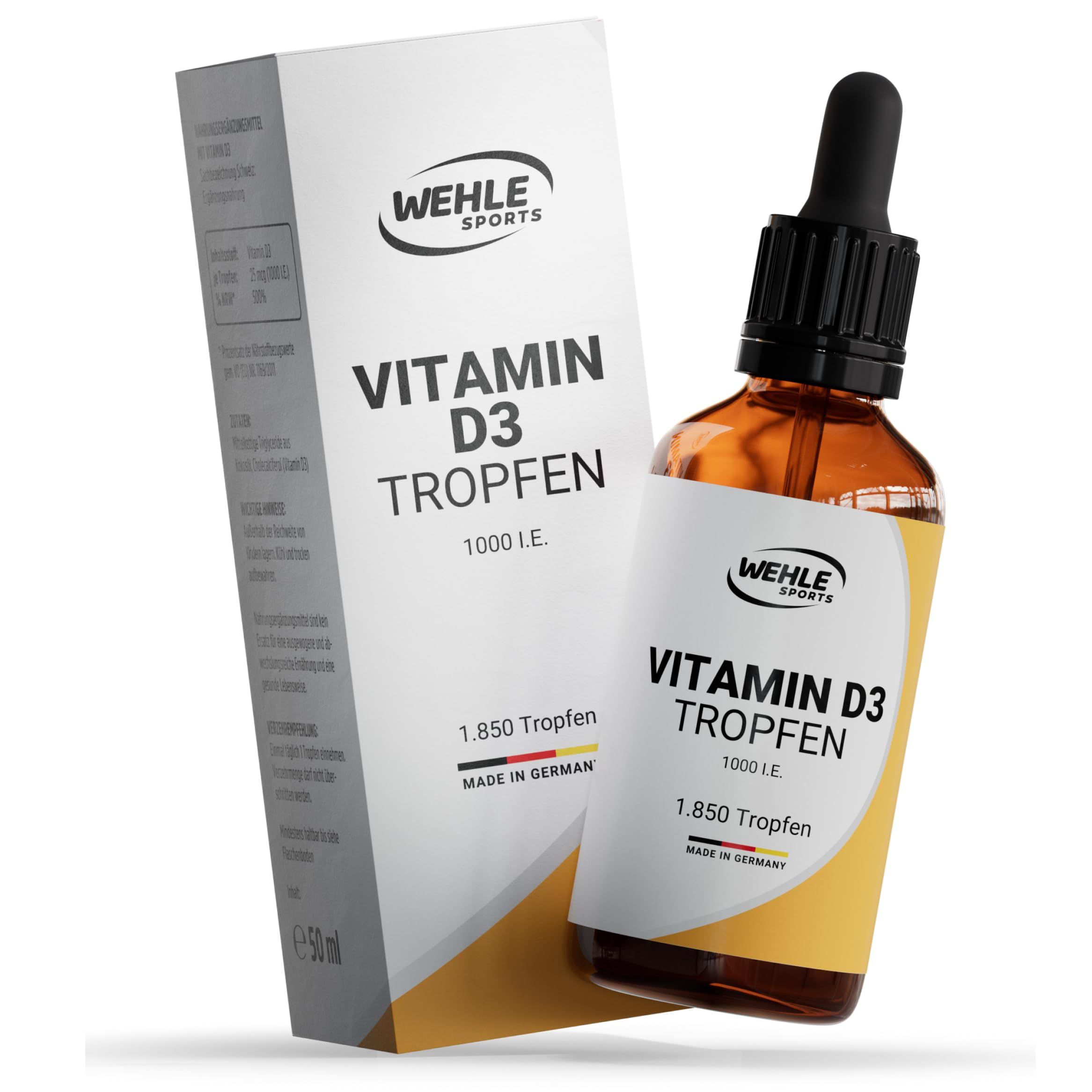 Braune Glasflasche mit schwarzem Tropfer und weißem Etikett. Daneben eine weiße Schachtel mit Logo und Produktbezeichnung.