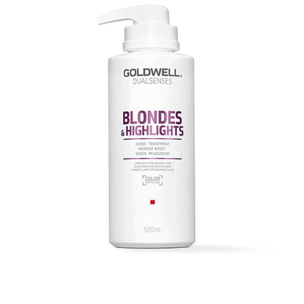 Goldwell Blondes & Highlights Treatment Flasche mit Pumpverschluss. Produktname und Logo auf weißem Hintergrund. 500ml.
