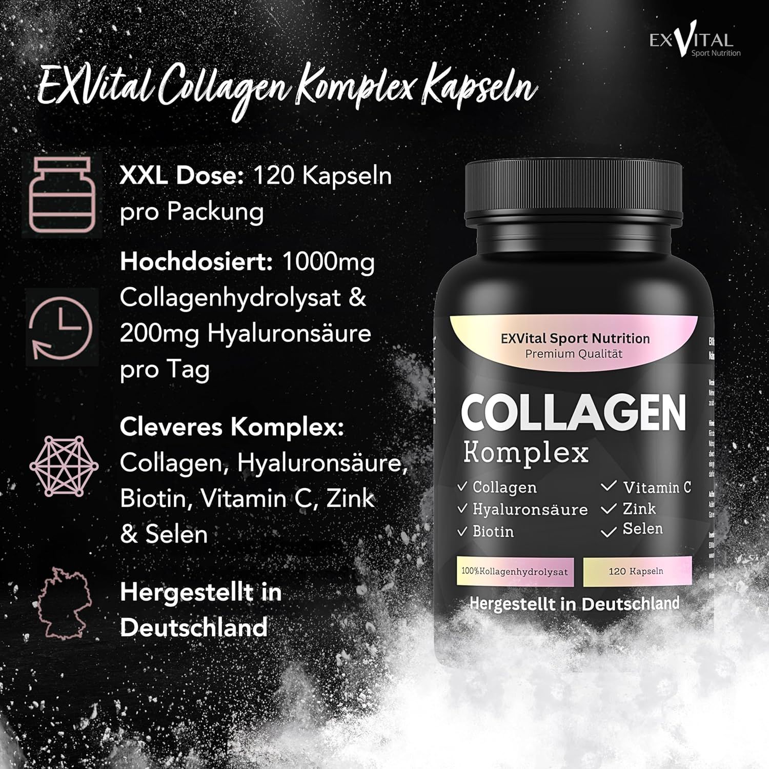 EXVital® Collagen Hyaluronsäure Komplex 120 Kapseln Kollagen 103 g