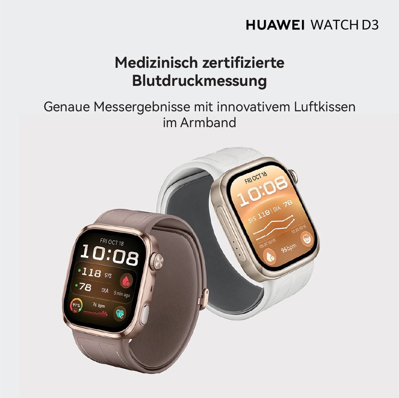 Zwei Huawei Watch D3 Smartwatches, medizinisch zertifizierte Blutdruckmessung.