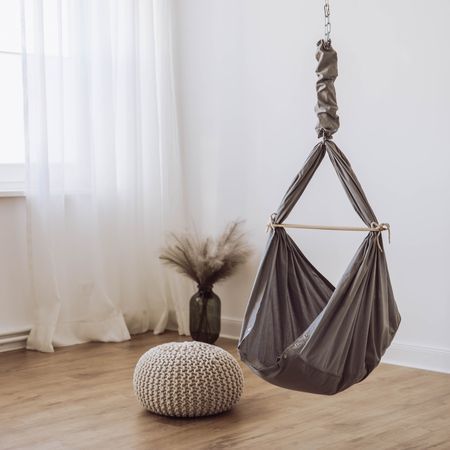 swing2sleep - dream2sleep Babyhängematte Set mit EinzelfederXL - inkl. Überzieher grau/grau