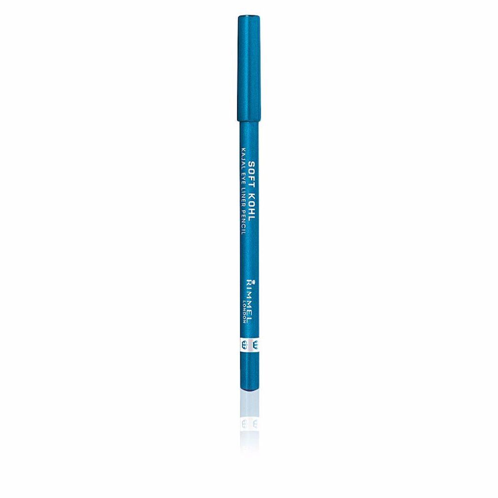 Blauer Kajalstift. Aufschrift: Soft Khol Kajal Eye Liner Pencil. Marke: Rimmel. Farbe: Denim Blue.
