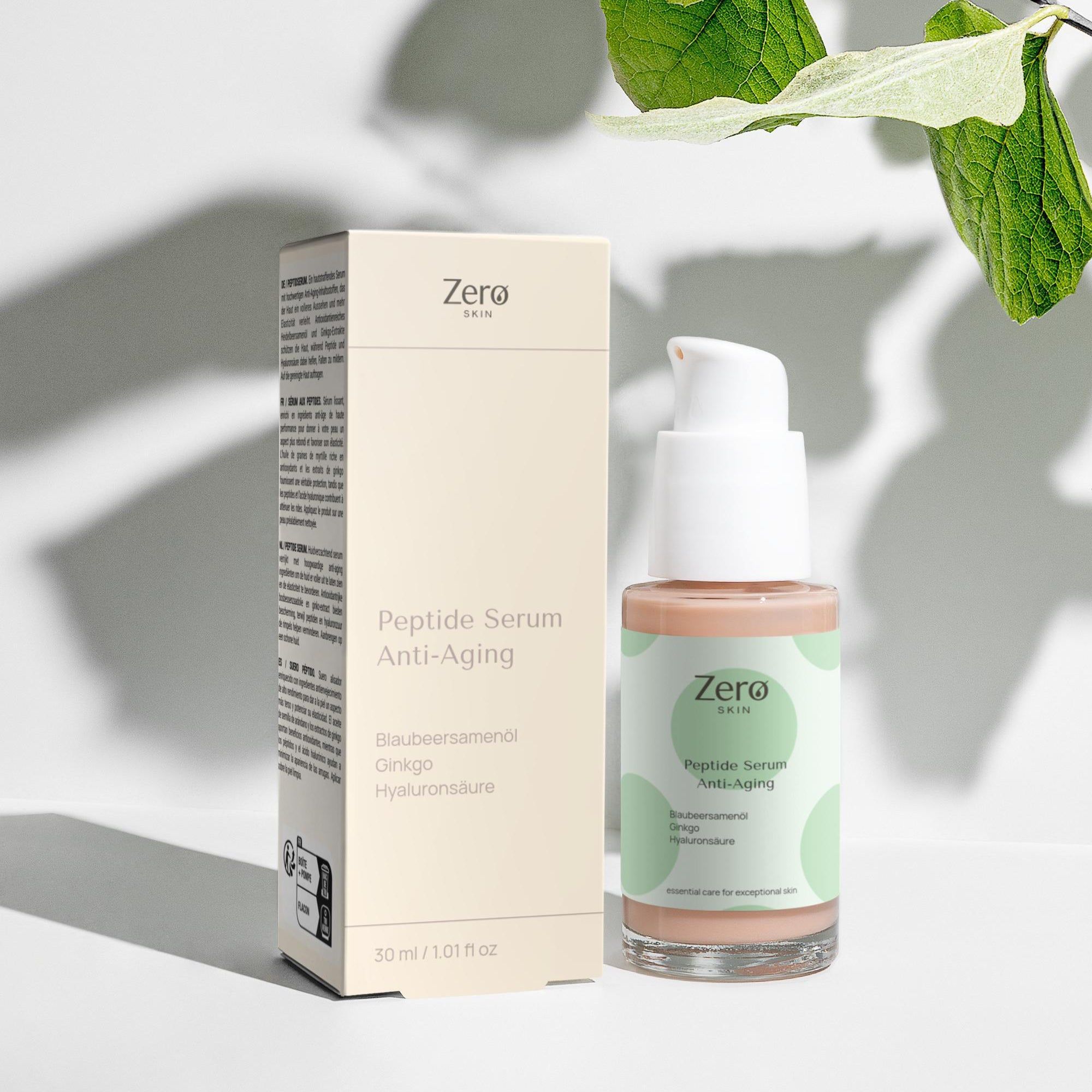 Zero Skin Peptide Serum mit Phytosterolen, glättend aufpolsternd für reife, trockene & normale Haut