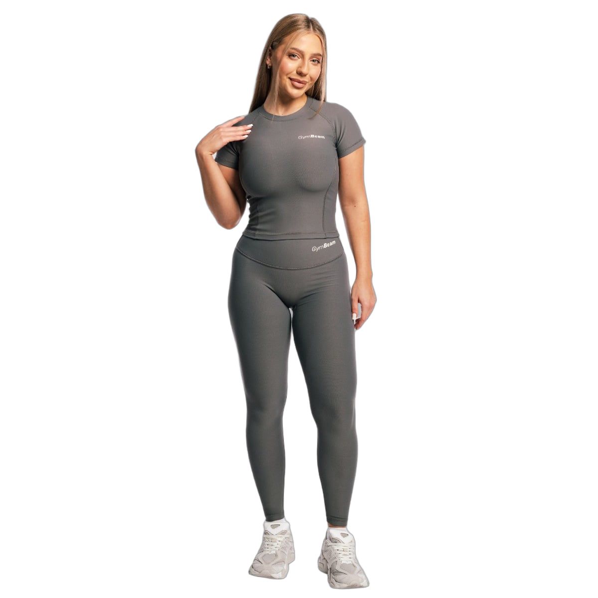 GymBeam T-Shirt Damen slim Kurzarm Rundhalsausschnitt Carbon Core