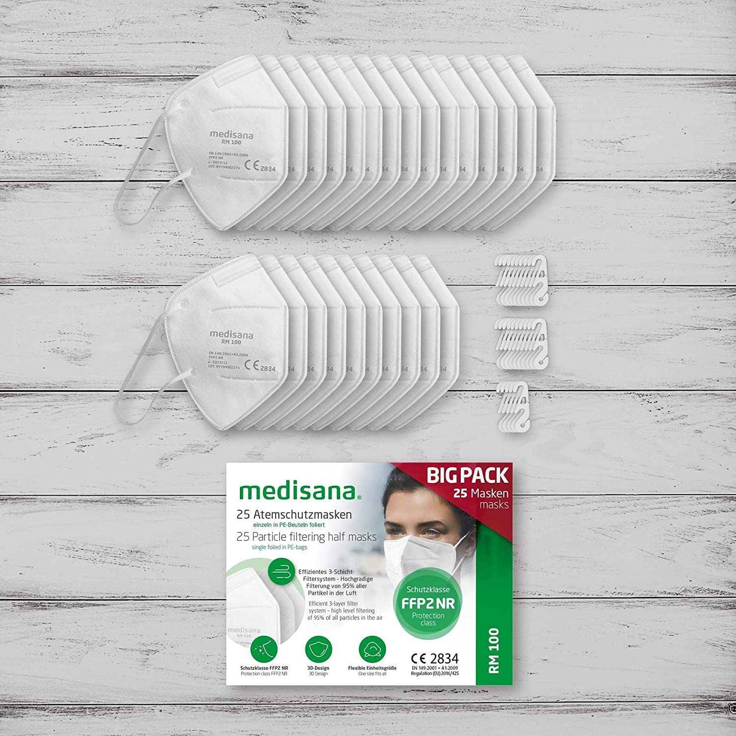 medisana RM 100 FFP2 Maske - 25 Stück Atemschutzmaske Atemmaske Gesichtsmaske