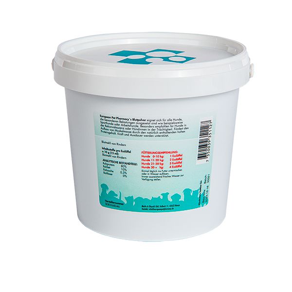 Europeanpetpharmacy’s Blutpulver  zum Muskelaufbau/-erhalt und zur allgemeinen Kräftigung