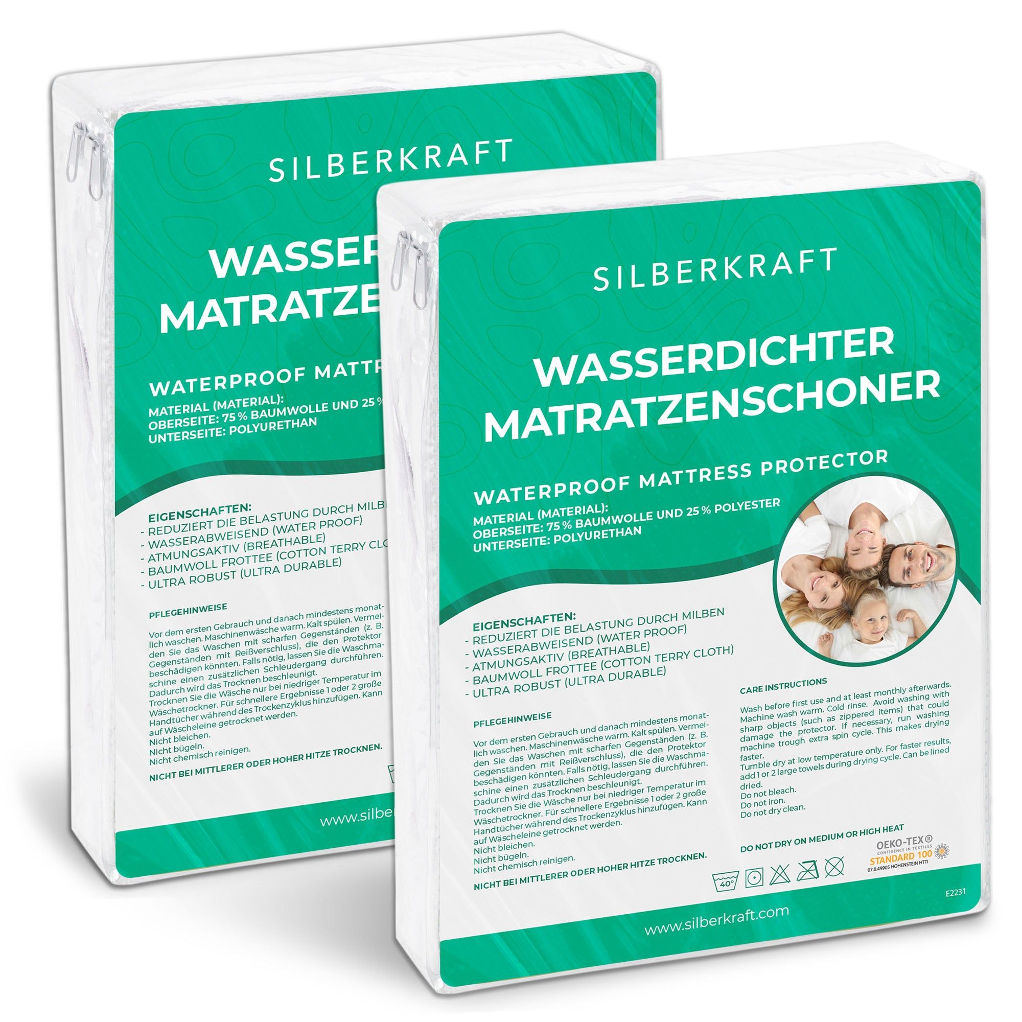 SILBERKRAFT Matratzenbezug Anti-Milben Encasing