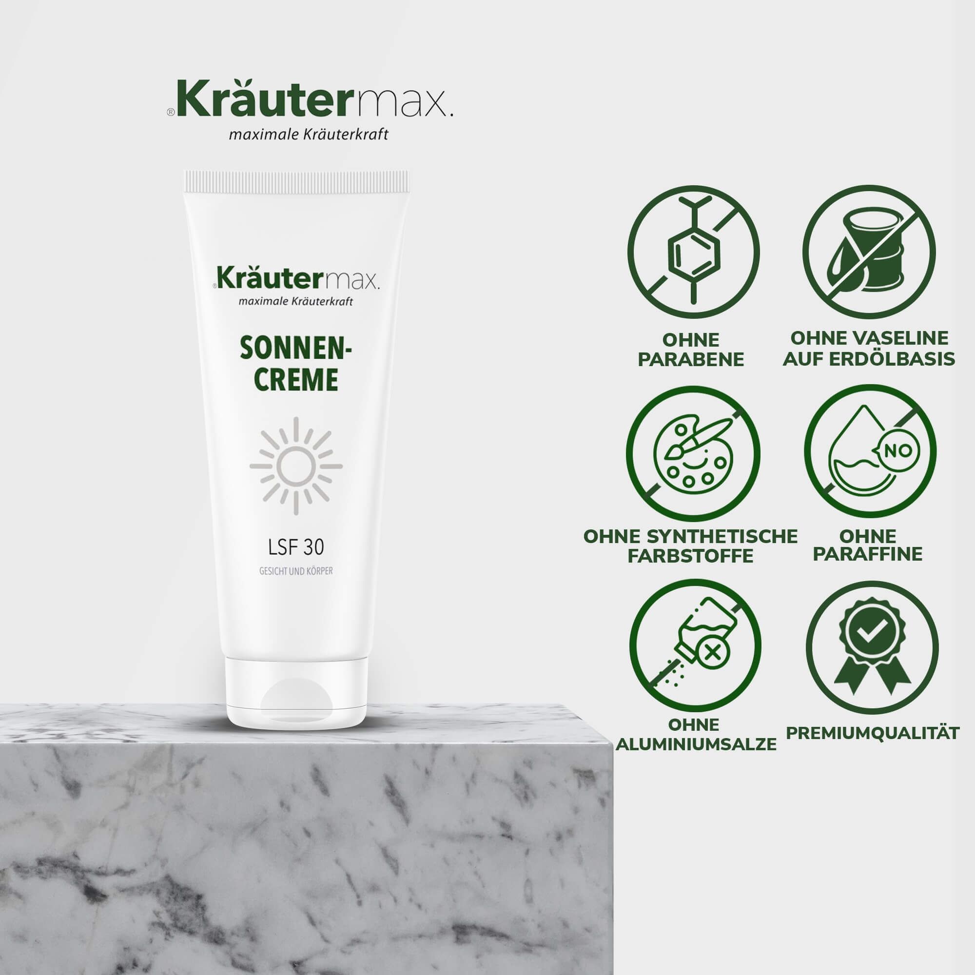 Kräutermax Sonnencreme LSF 30 für Gesicht und Körper mit Kokosöl