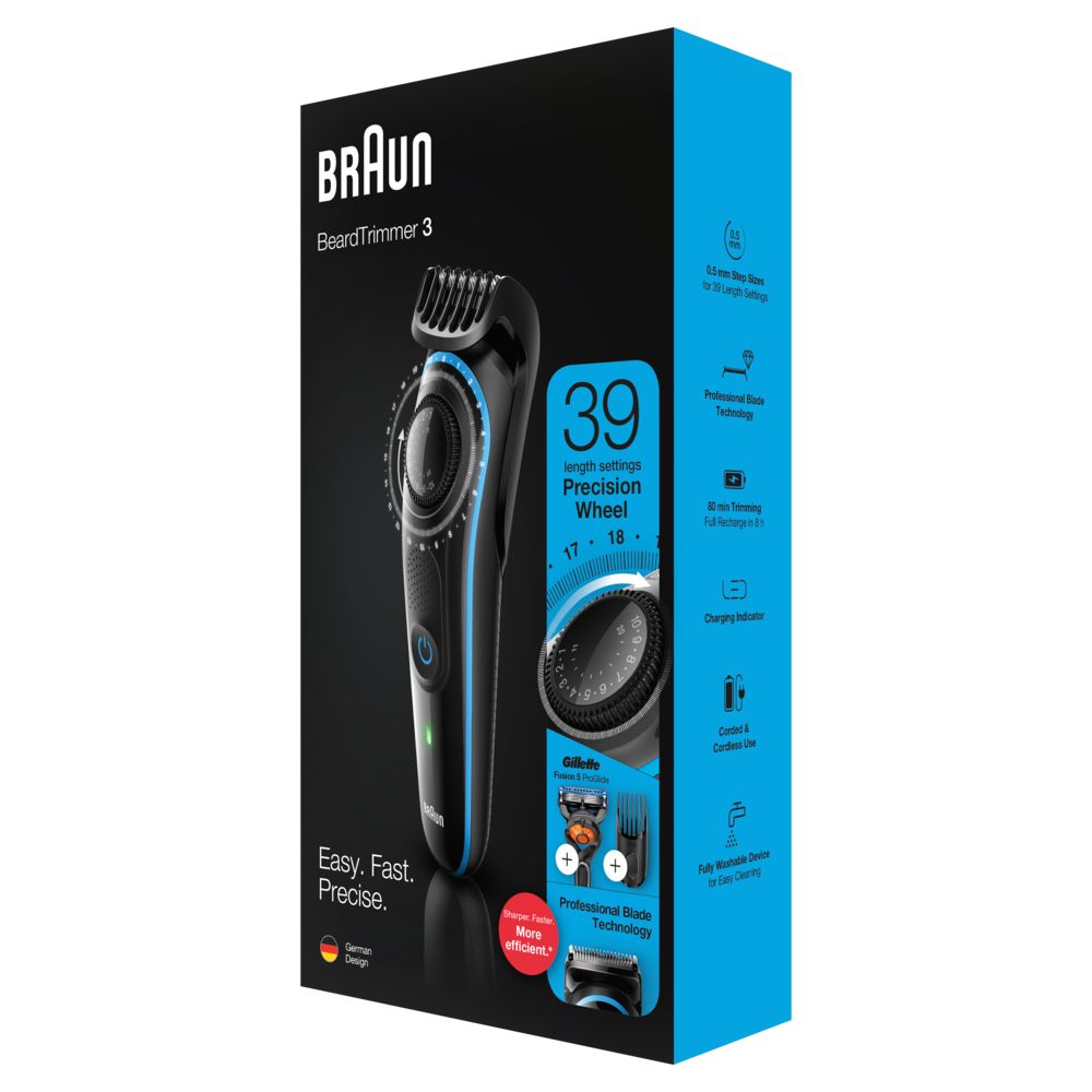 Braun - Trimmer fürs Gesicht "BeardTrimmer BT3240" in Schwarz/Blau