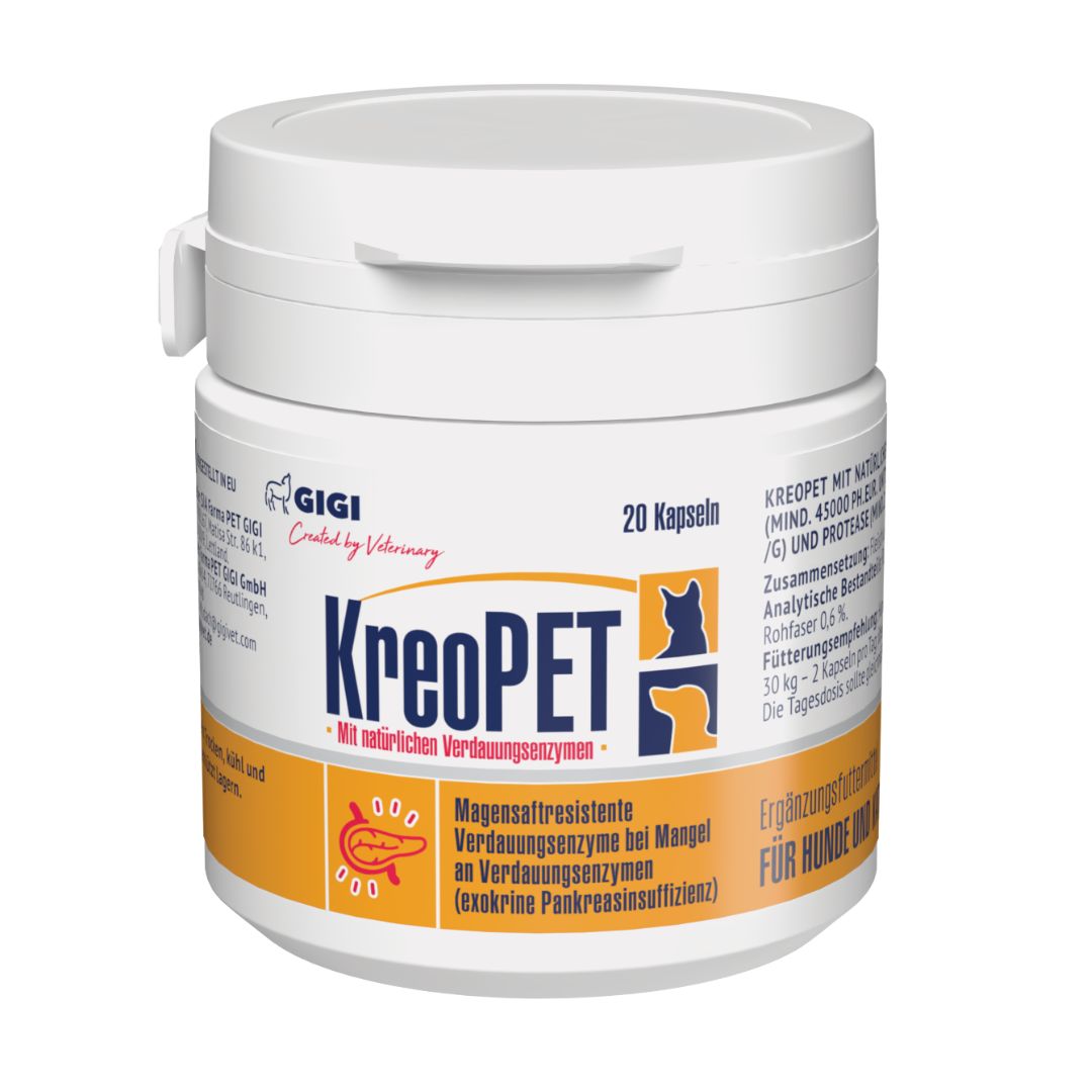 Gigi VET Kreopet Pankreatin Bei Verdauungsstörungen | Entwickelt in Deutschland 20 St Kapseln