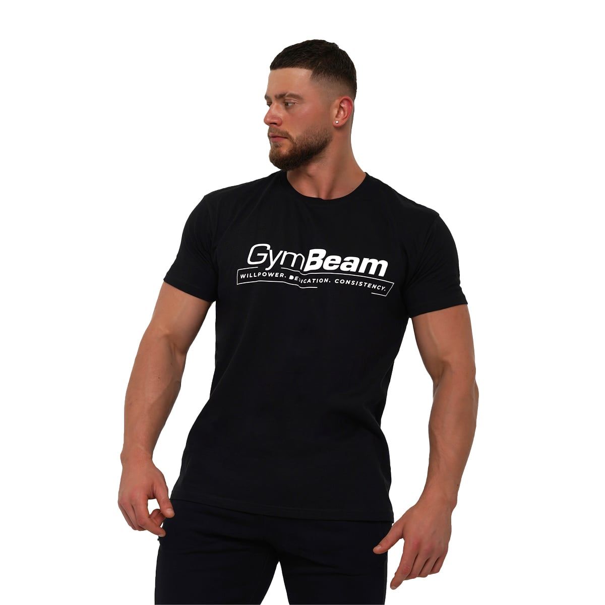 GymBeam T-Shirt Herren Regular Kurzarm Willpower Black