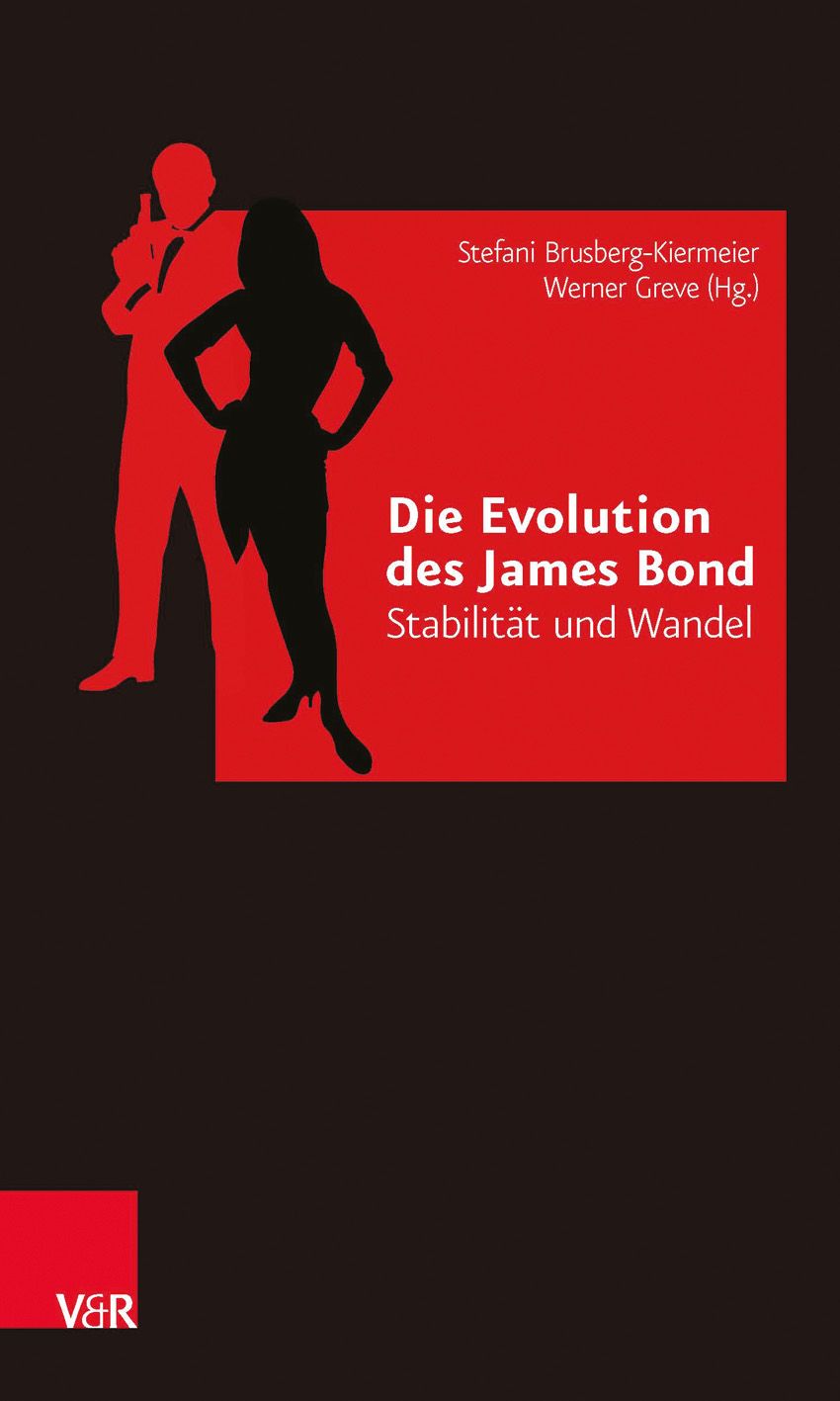 Buchcover: Titel 'Die Evolution des James Bond'. Roter Hintergrund mit Silhouette von Mann mit Pistole und Frau. Autorennamen.