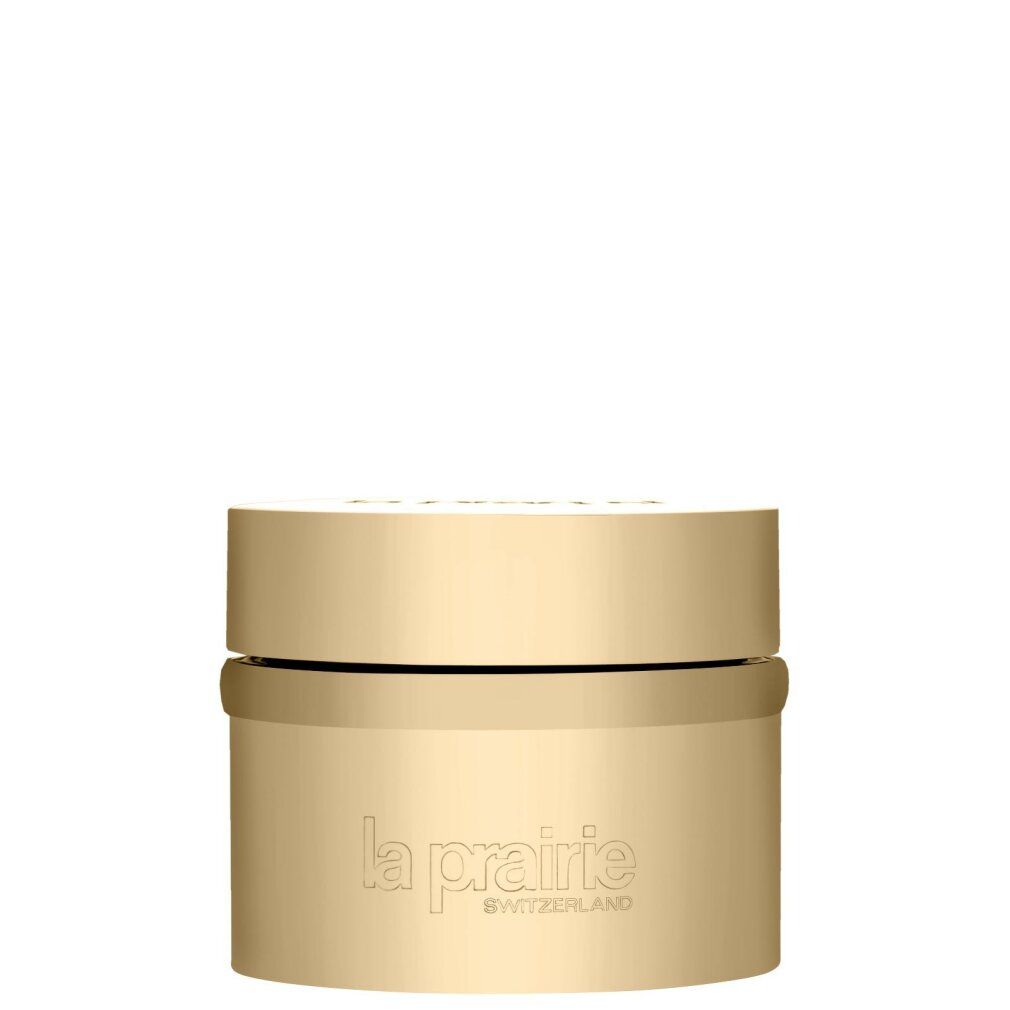 Goldfarbener Tiegel mit Deckel. Geprägt: La Prairie, Switzerland.