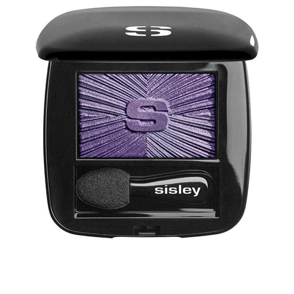Schwarzer Sisley Lidschatten-Kompakt. Offen mit Lidschatten und Applikator. Logo Sisley.