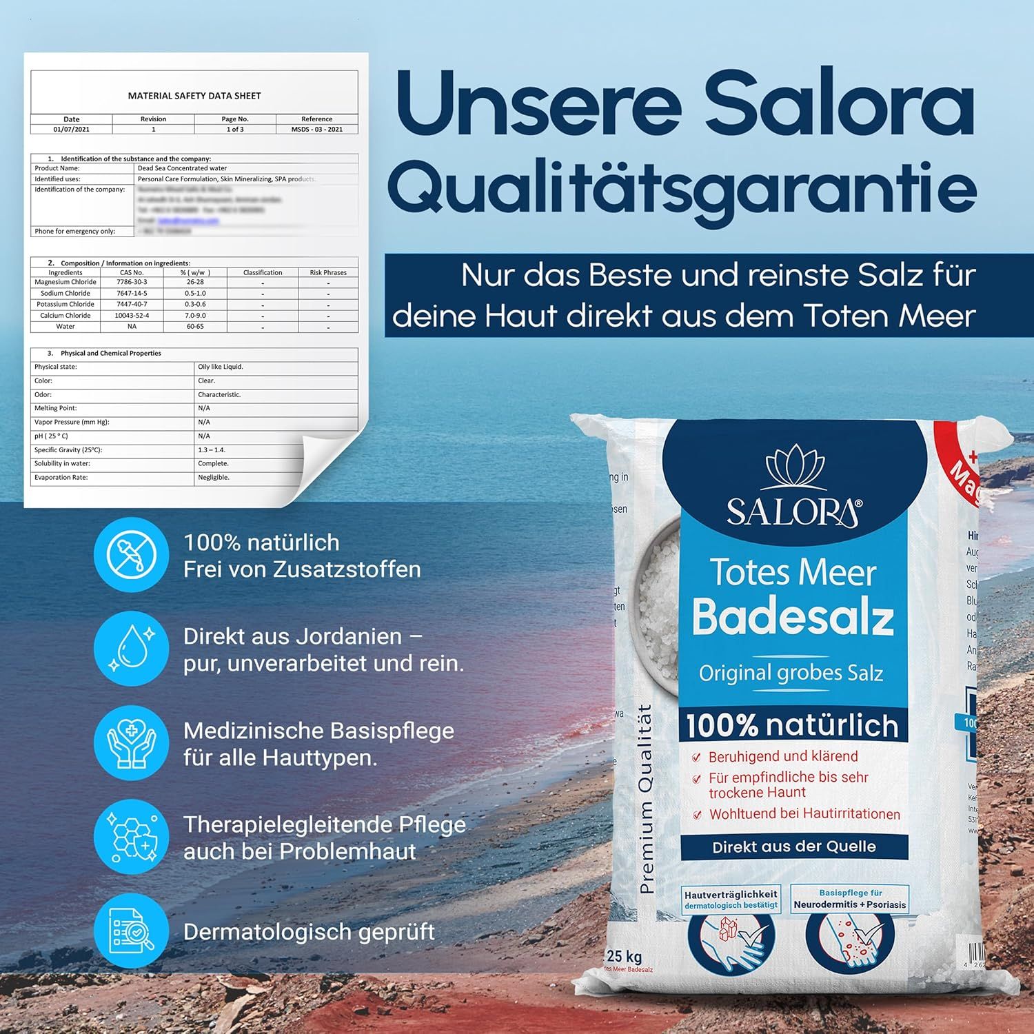 Salora® Totes Meer Badesalz aus Jordanien - als Badezusatz