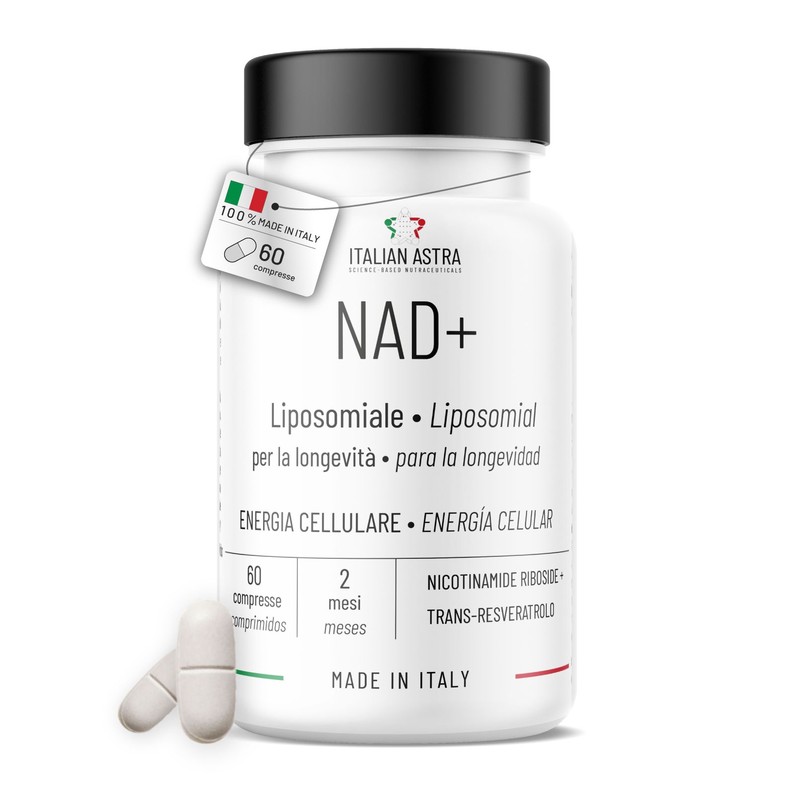 NAD+ Liposomiale + Trans-resveratrolo | Antiage, Energia Cellulare, Fatica