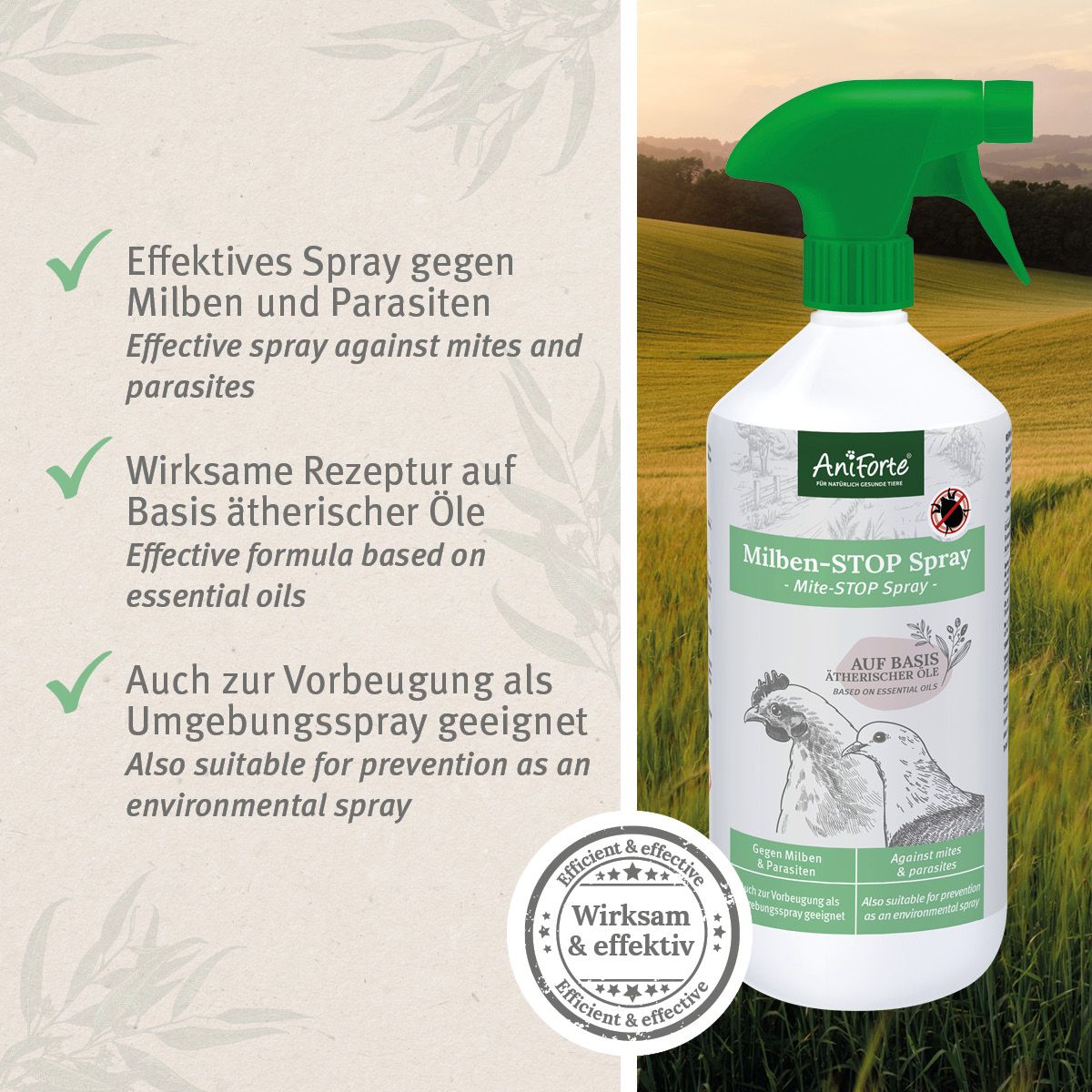 AniForte Milben-STOP Spray für Hühner & Geflügel 1 l