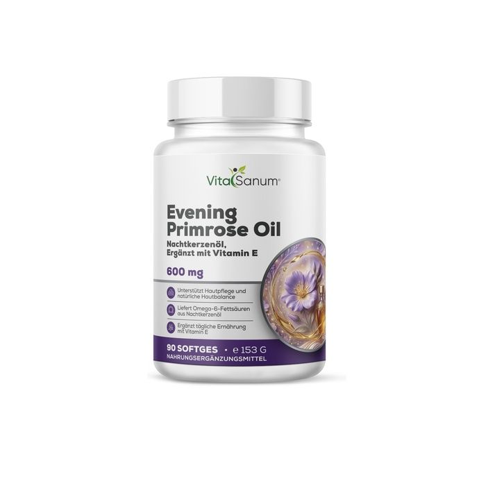 VitaSanum Nachtkerzenöl Kapseln, 600 mg, 90 Softgels.