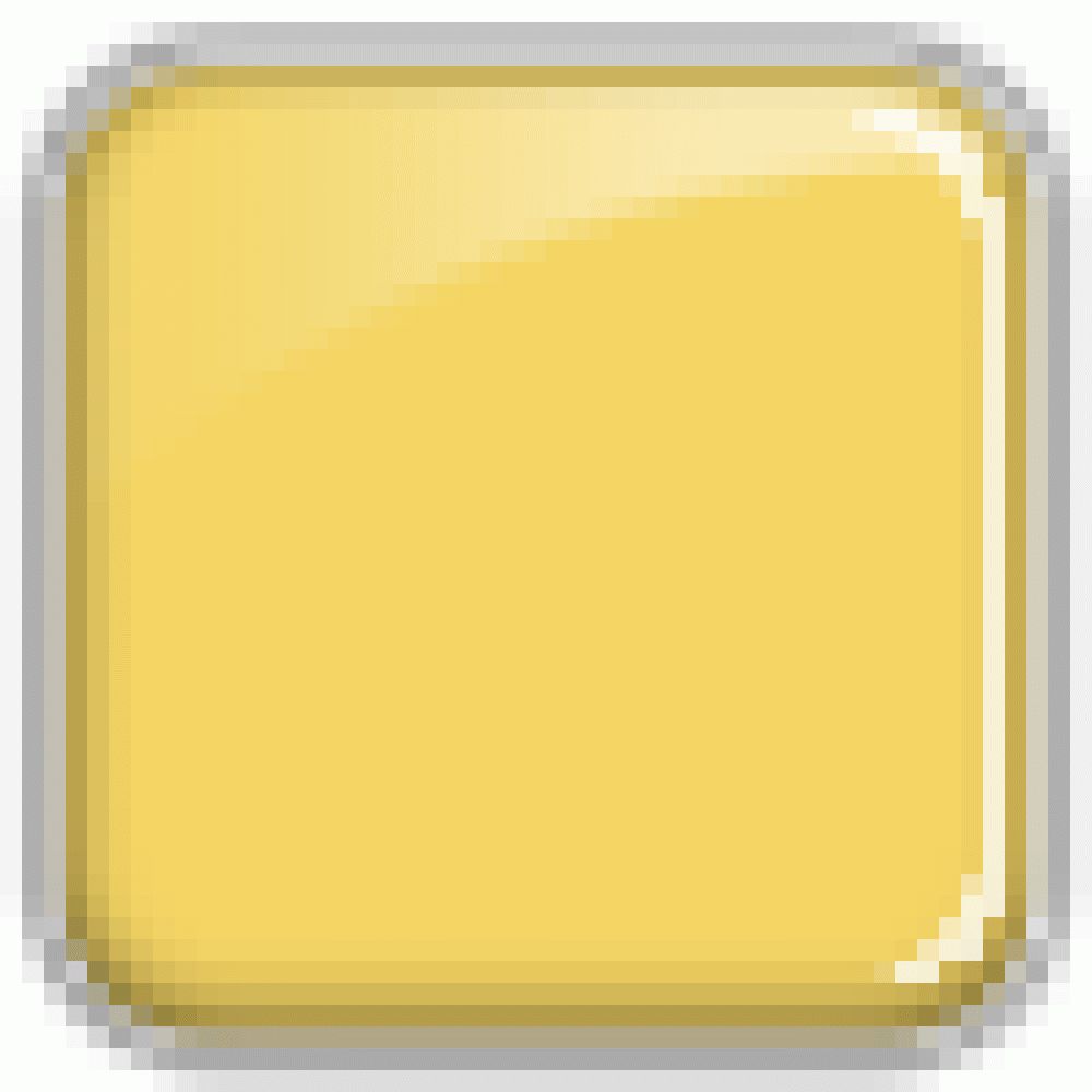 Quadratischer, goldfarbener Lidschatten. Abgerundete Ecken. Helle, glänzende Oberfläche.
