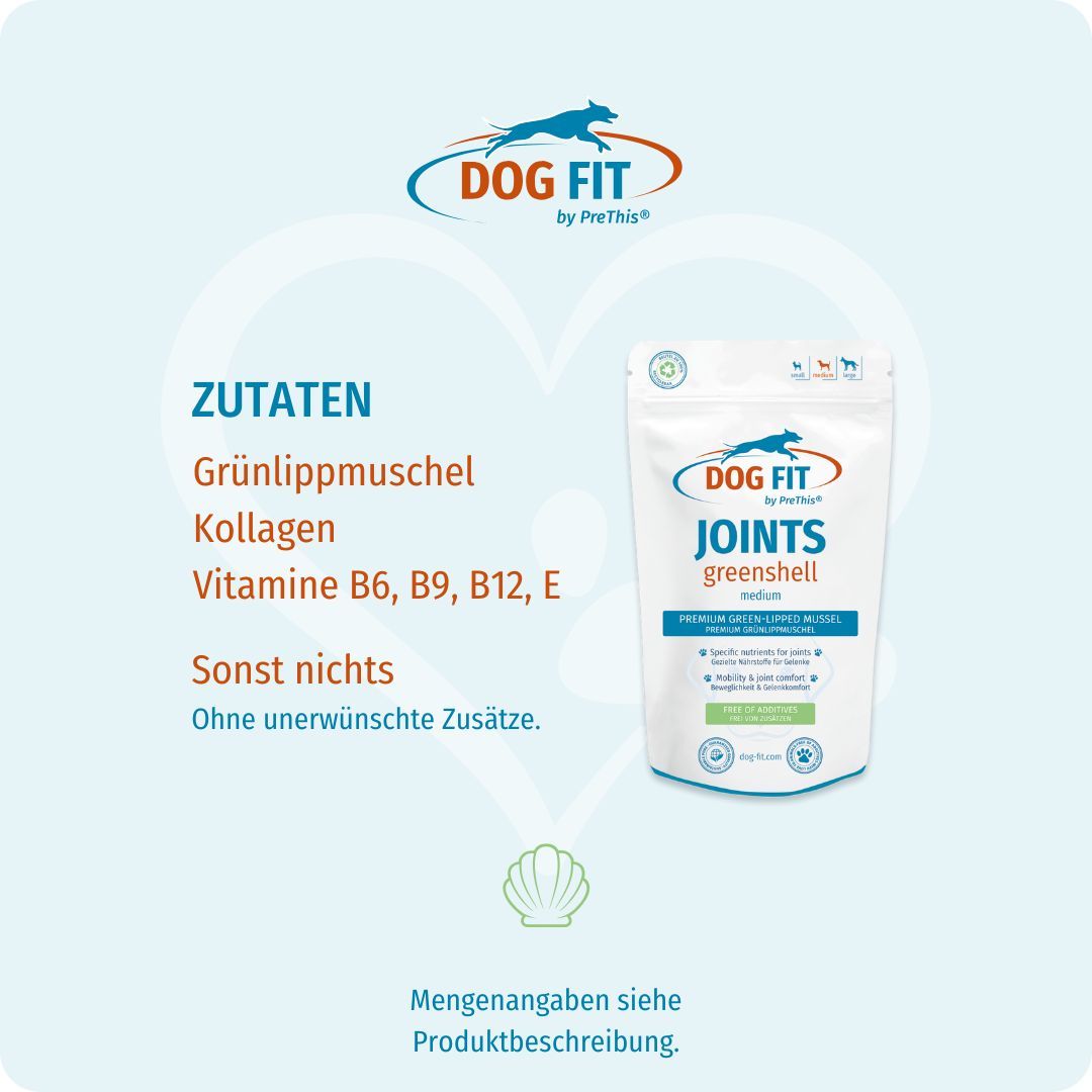 DOG FIT by PreThis® JOINTS greenshell » Grünlippmuschel + Kollagen für Hunde » medium