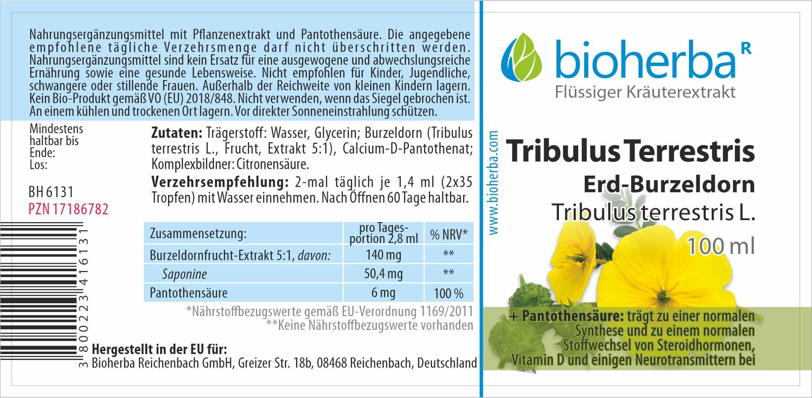 Tribulus Terrestris Erd-Burzeldorn Tropfen Tinktur 100 ml PZN 17186782