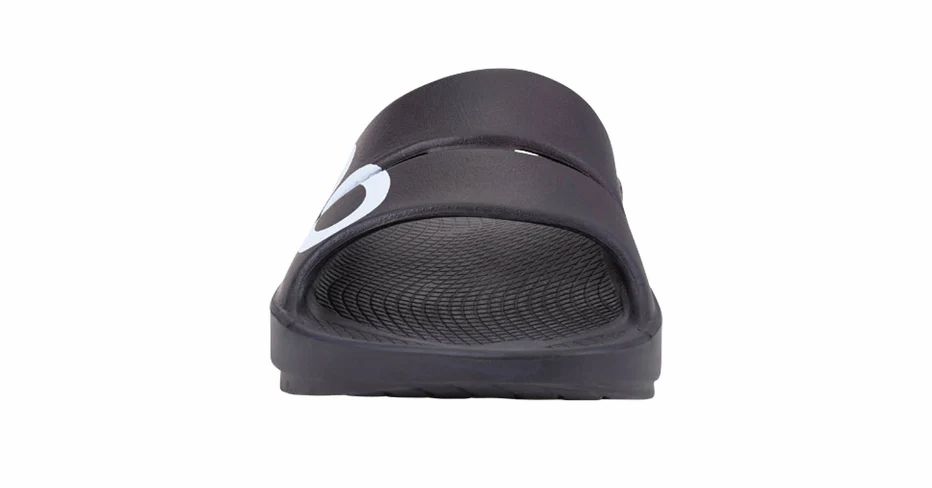 OOFOS OOAHH SPORT SLIDE SANDALE BLACK/LOGO UNISEX REGENERATIONSSANDALE