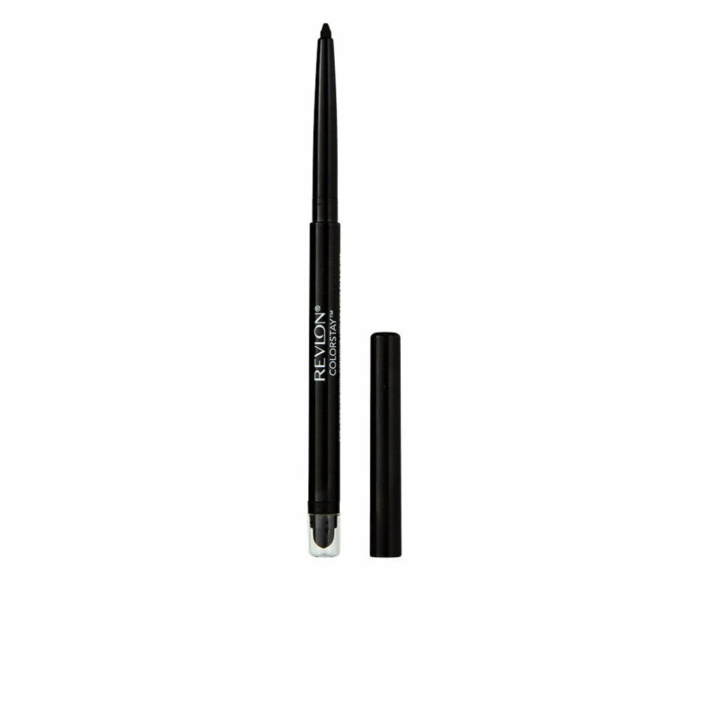 Schwarzer Eyeliner mit Kappe. Marke: Revlon Colorstay. Auf weißem Hintergrund.