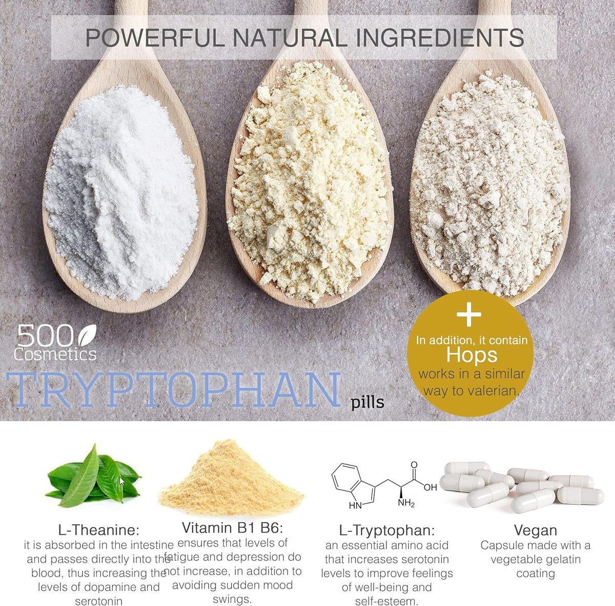 500cosmetics Tryptophan Entspannung & Kontrolle von Angstzuständen