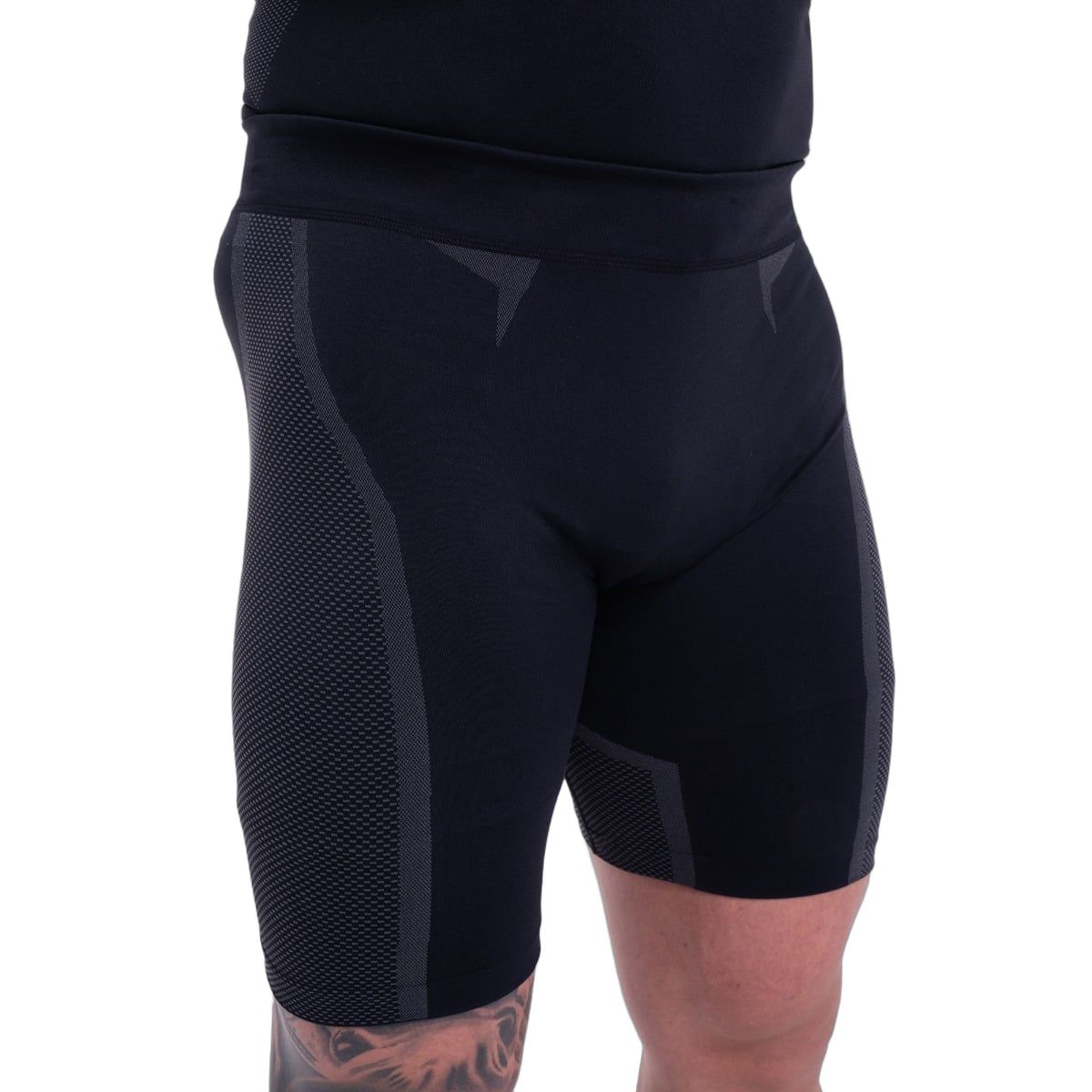 GymBeam Shorts Herren nahtlos Slim mit Kordelzug und Gummizug OG1 Schwarz/Grau