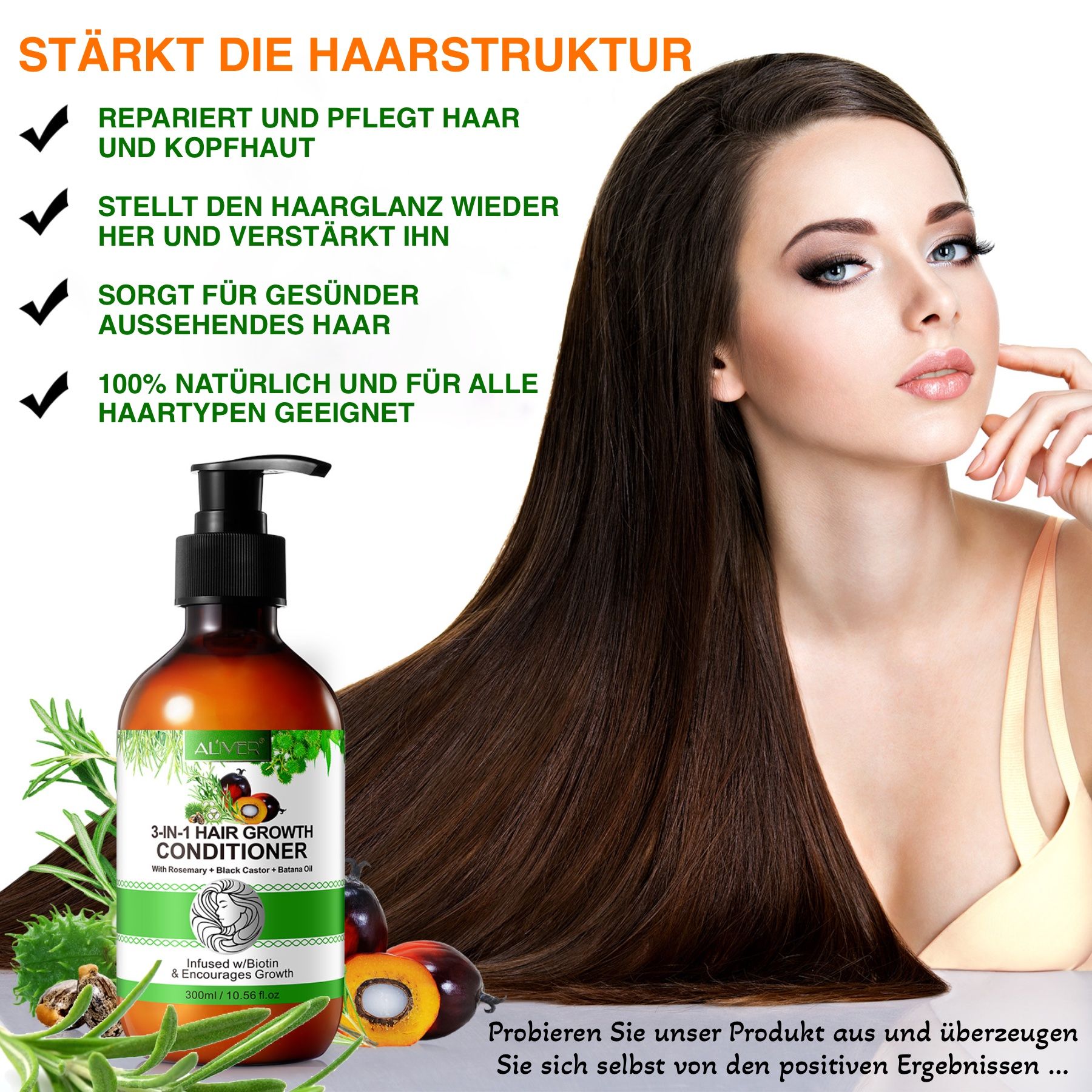 ALIVER 3-in-1 Rosmarin Rizinus Batana Haarspülung
