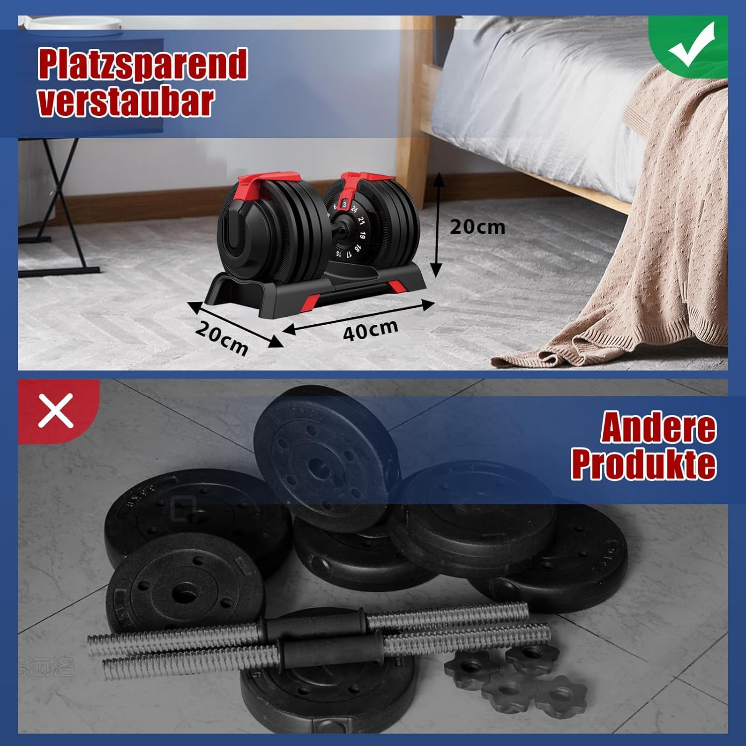 DH FitLife 24 kg Verstellbare Hanteln