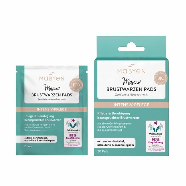 Verpackung und Einzelpackung MABYEN Mama Brustwarzen Pads.