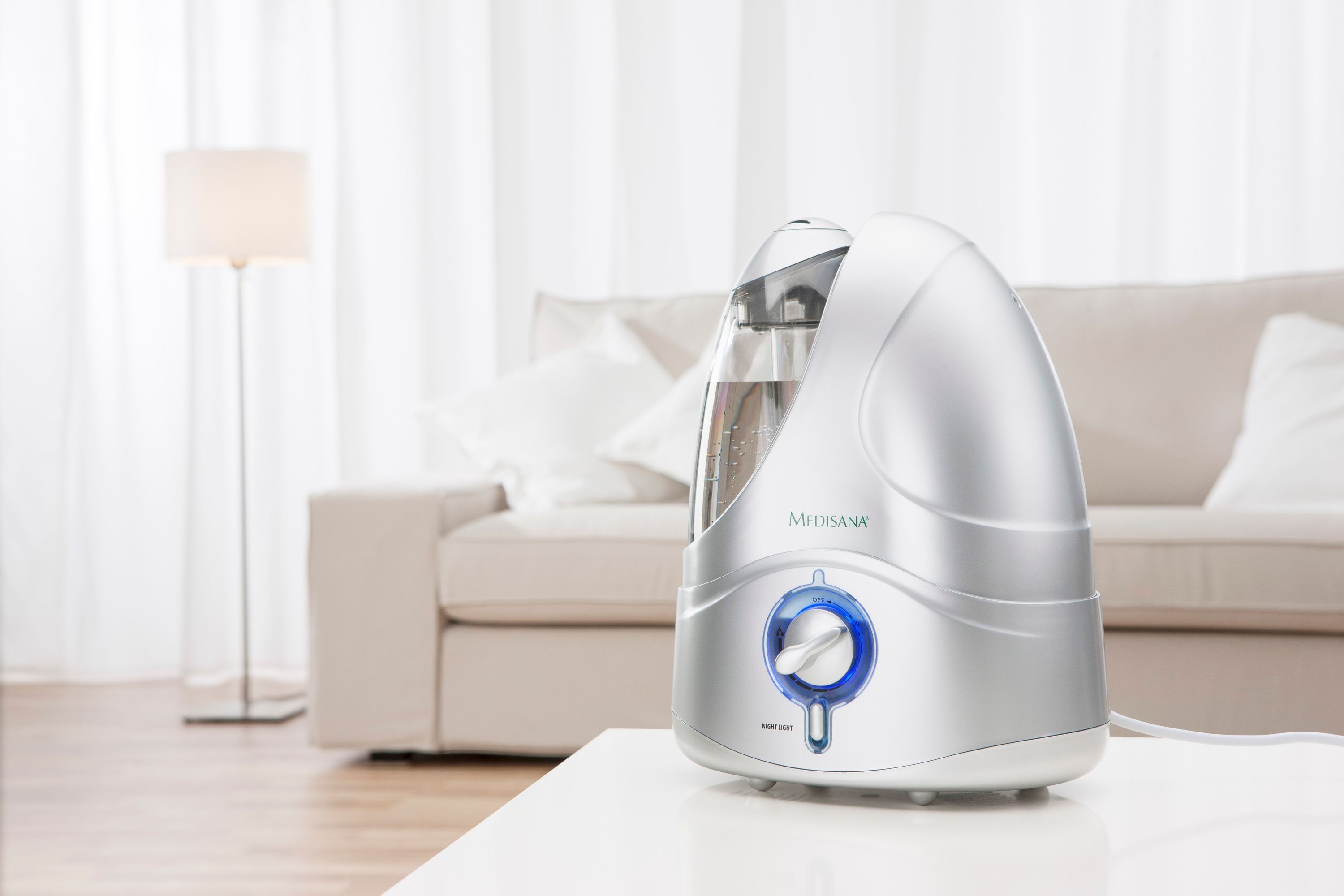 medisana UHW Ultraschall-Luftbefeuchter für Schlafzimmer, Wohnzimmer, Büro und Kinderzimmer