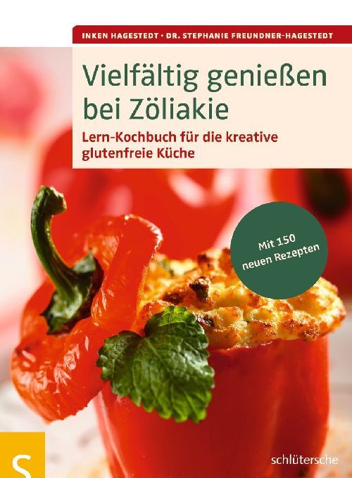 Kochbuch "Vielfältig genießen bei Zöliakie". Rote Paprika mit Füllung. Text: Lern-Kochbuch für die kreative glutenfreie Küche.