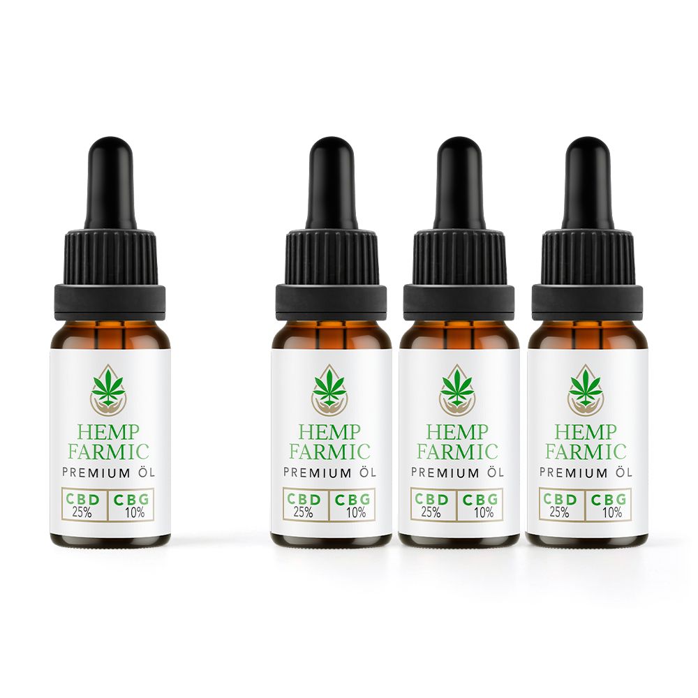 HempFarmic Vollspektrum Öl 4er-Set CBD 25% CBG 10% 40 ml