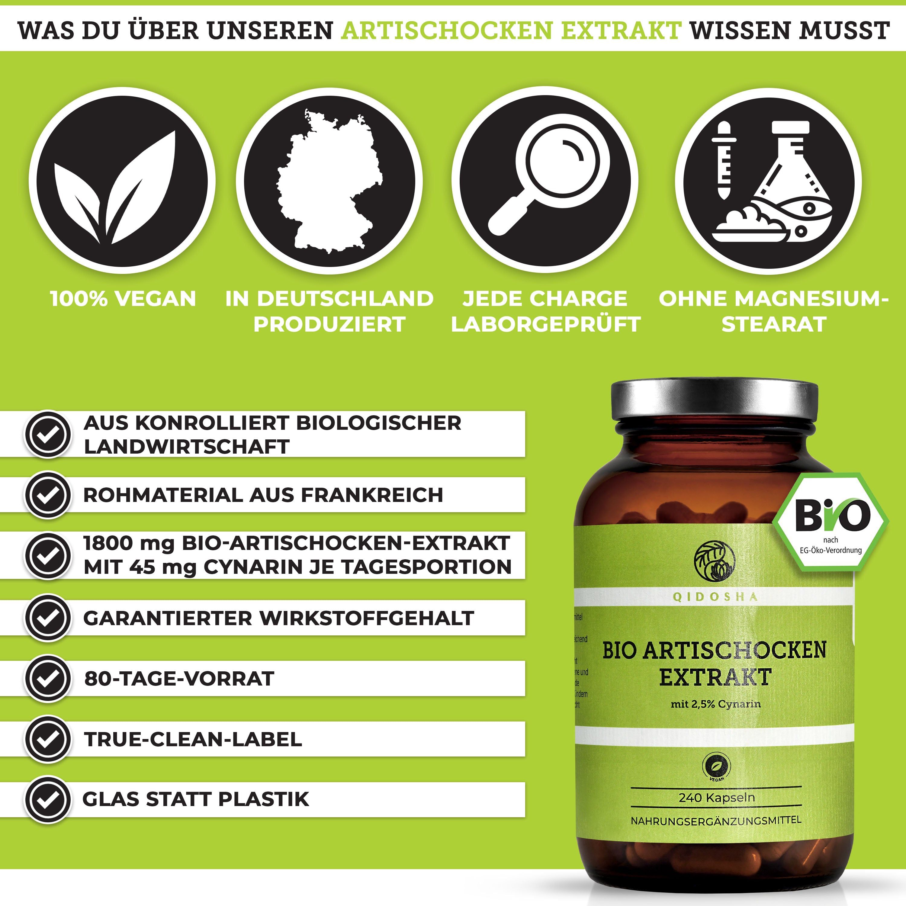 QIDOSHA Bio Artischockenextrakt (2,5% Cynarin)