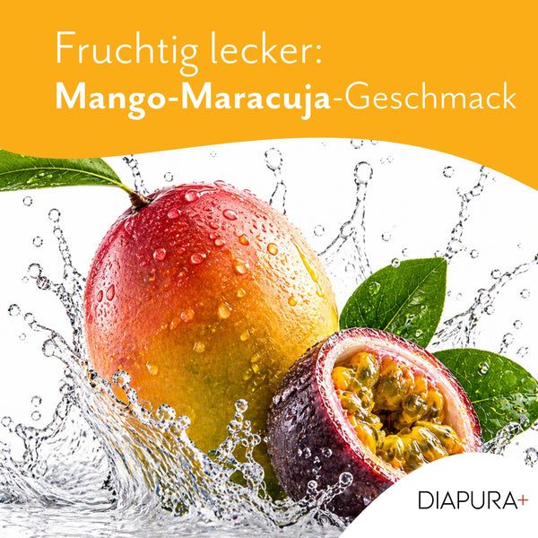 DIAPURA Gluco2Go Glucose-Gel bei Unterzuckerung (12 x 30 ml), Mango-Maracuja-Geschmack