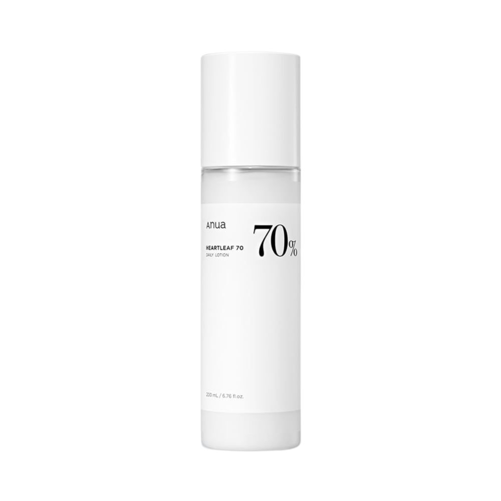 Weiße Flasche ANUA Heartleaf 70% Daily Lotion mit Pumpspender und weißem Deckel.