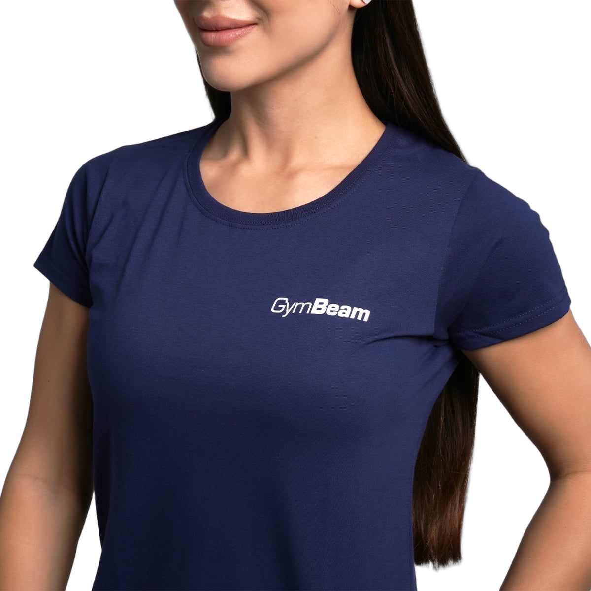 GymBeam T-Shirt Damen regular Kurzarm mit rundem Ausschnitt Marineblau