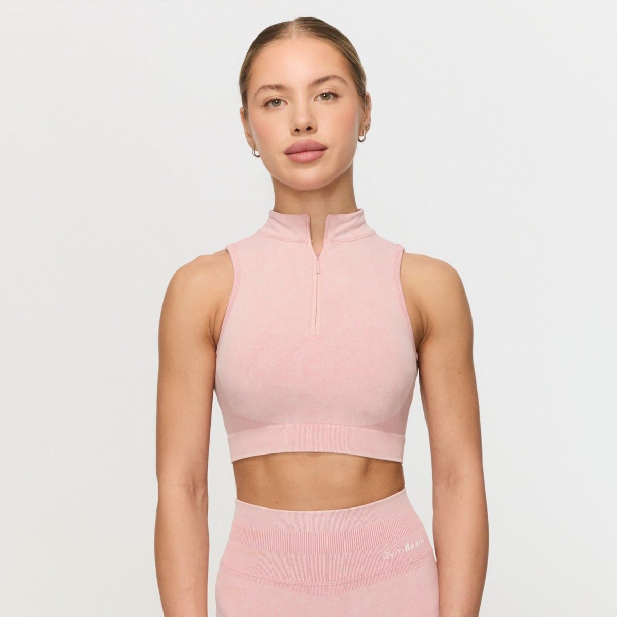 Reggiseno sportivo da donna con zip, rosa chiaro