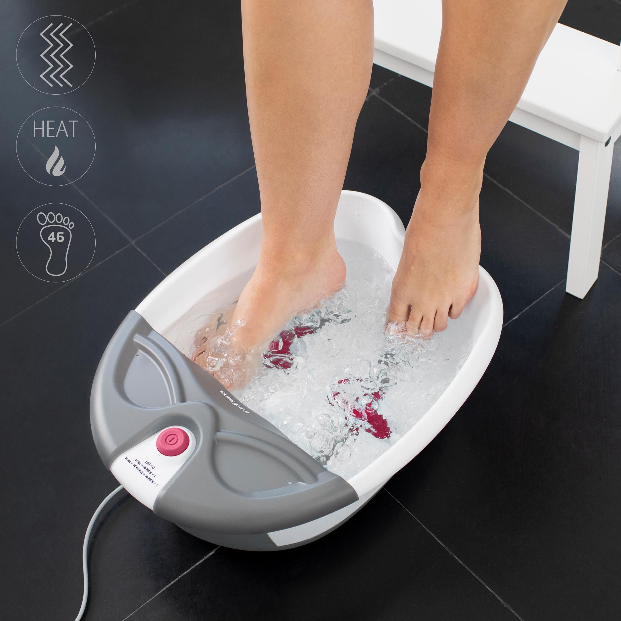 medisana FS 300 Fußsprudelbad mit Fußreflexzonenmassage, elektrisches Fußbad mit Massage und Heizung