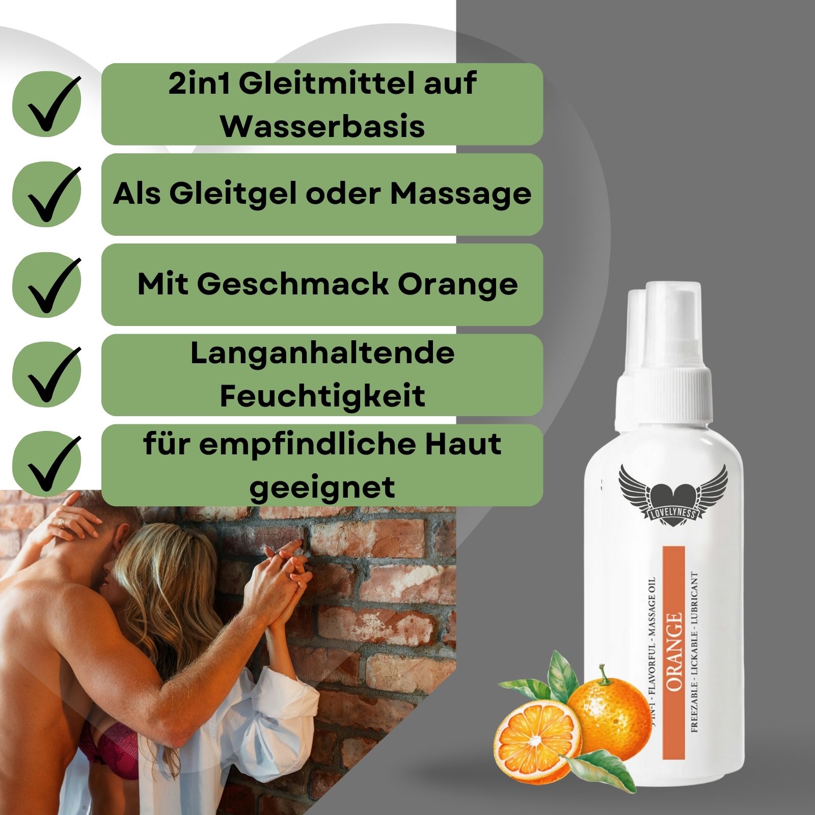 Lovelyness - Gleitgel und Massageöl 2in1 mit Geschmack 80 ml