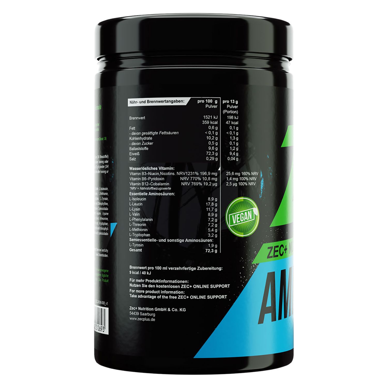 Zec+ Amino EAA Aminosäure Pulver Gurke-Holunder 500 g