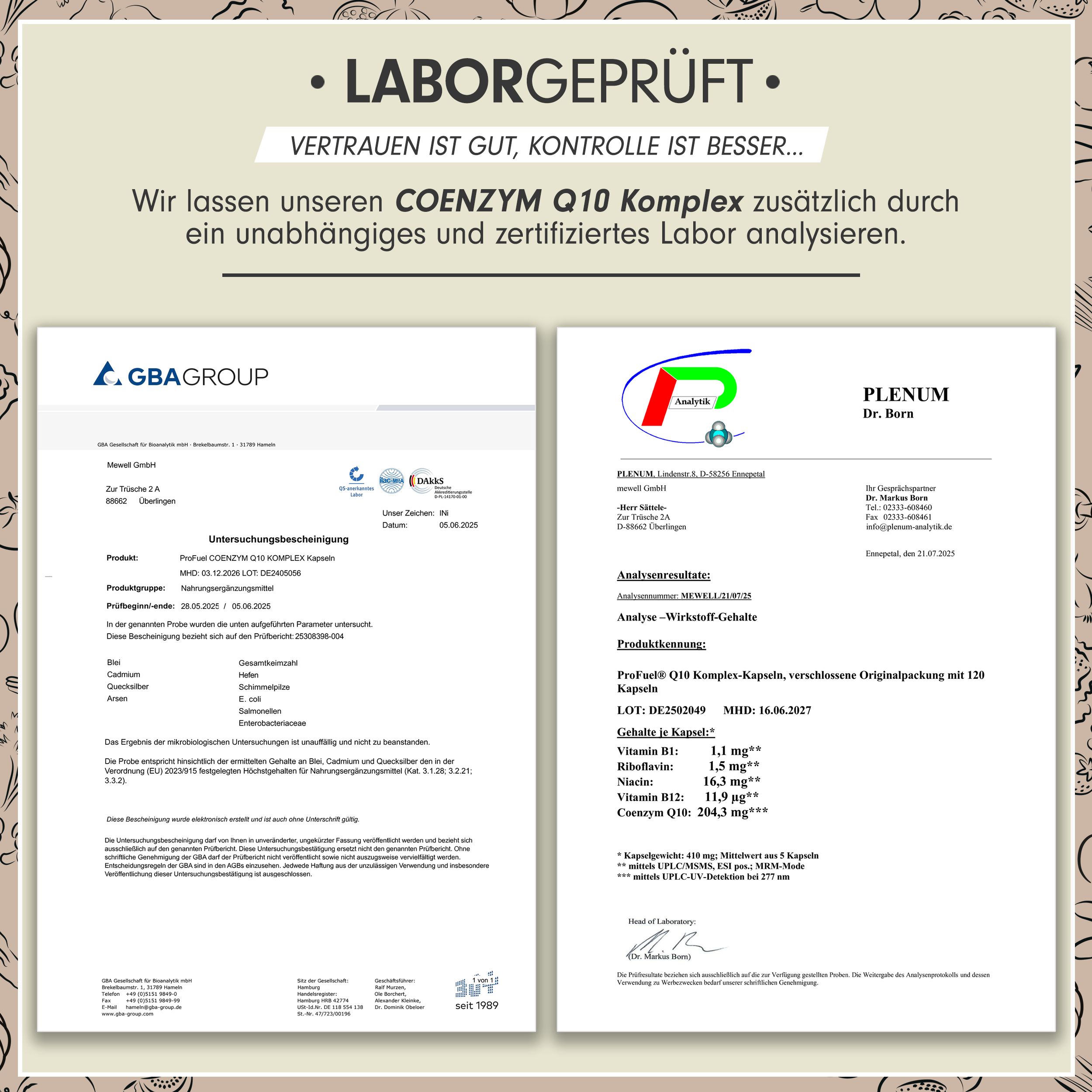 Profuel - Q10 KOMPLEX Kapseln hochdosiert - Coenzym Q10  mit 200mg Coenzym Q10 + Vitamin B12