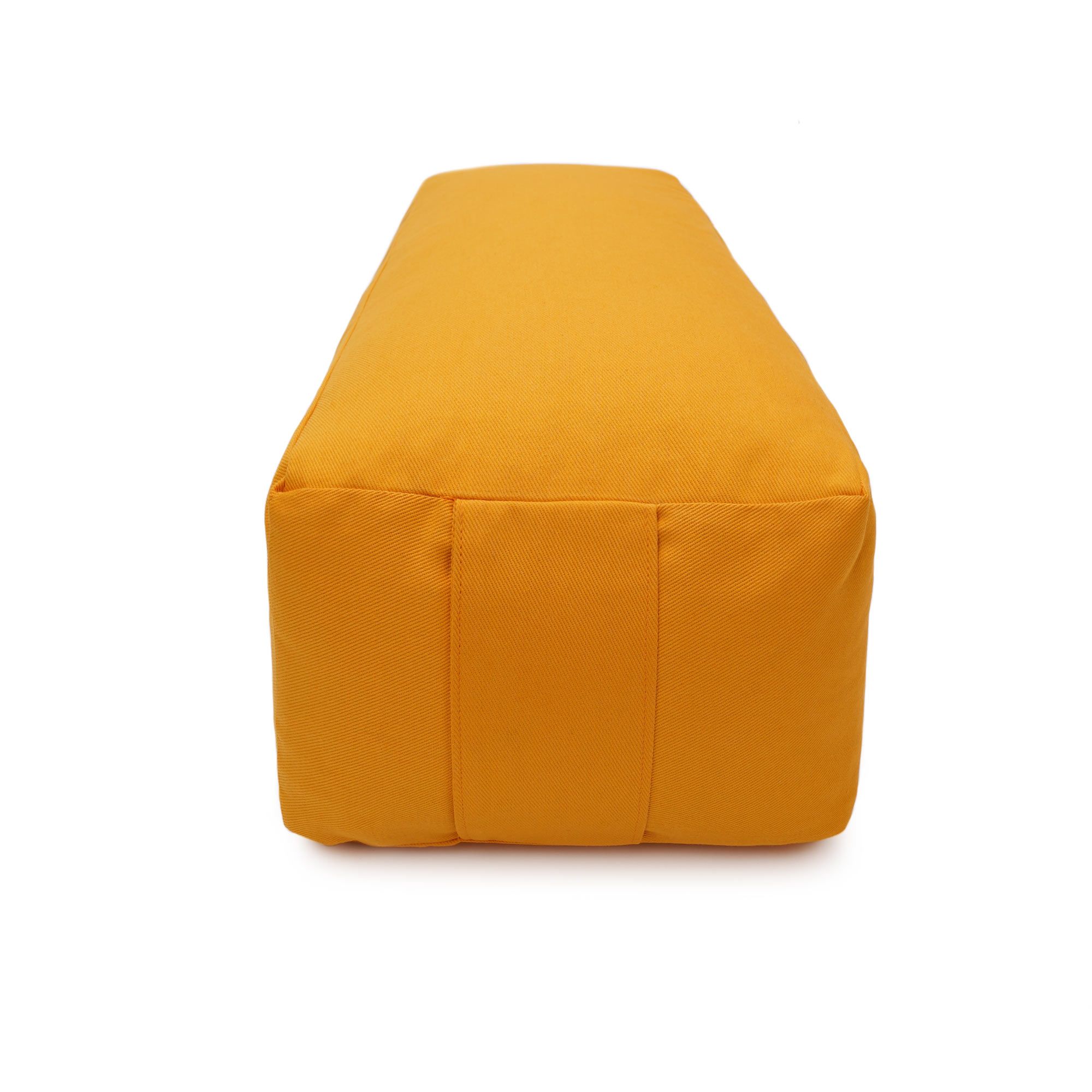 Rechteckiges Yoga-Bolster in Maisgelb, Frontansicht.