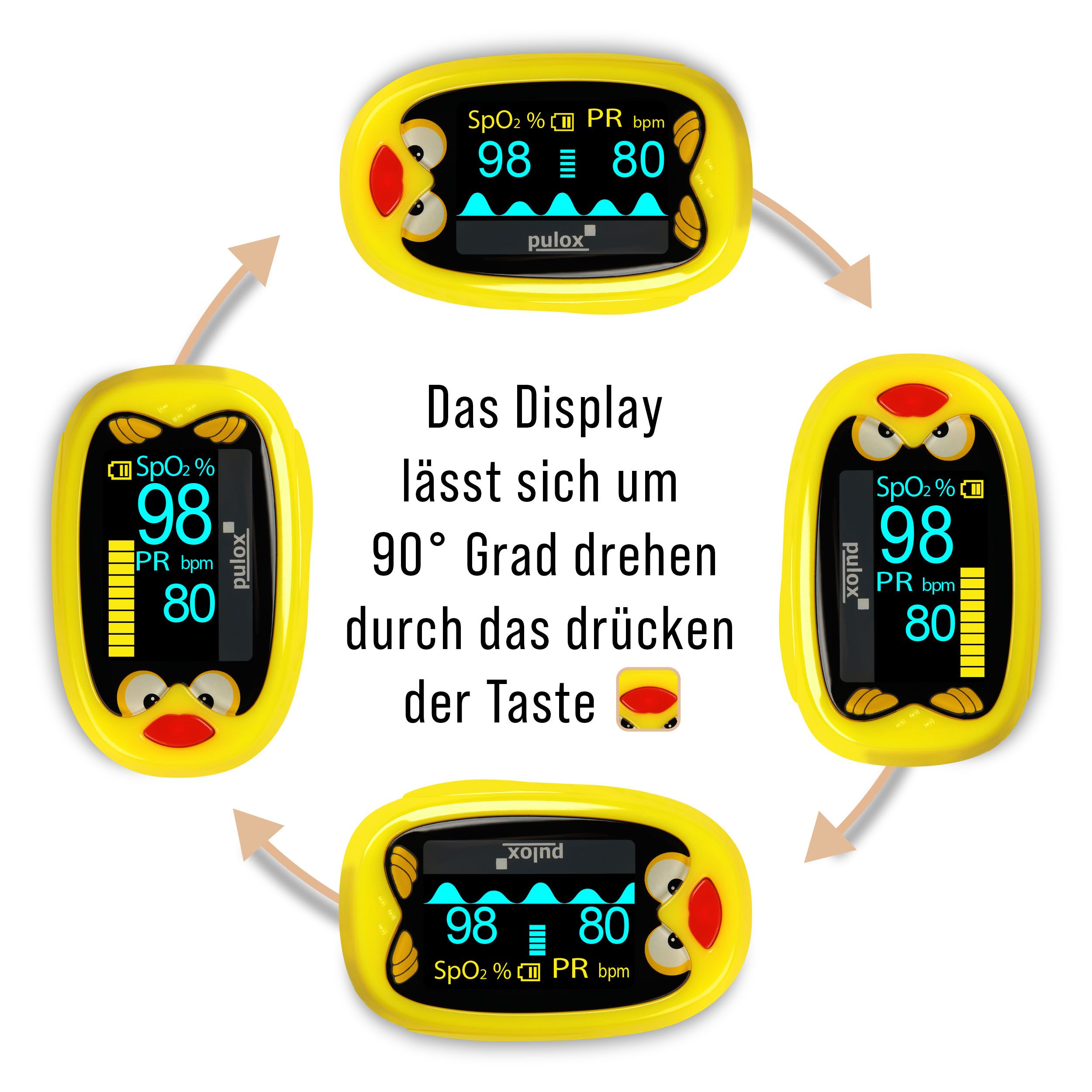 Pulox PO-210B - Akkubetriebenes Kinderpulsoximeter mit Warnfunktion