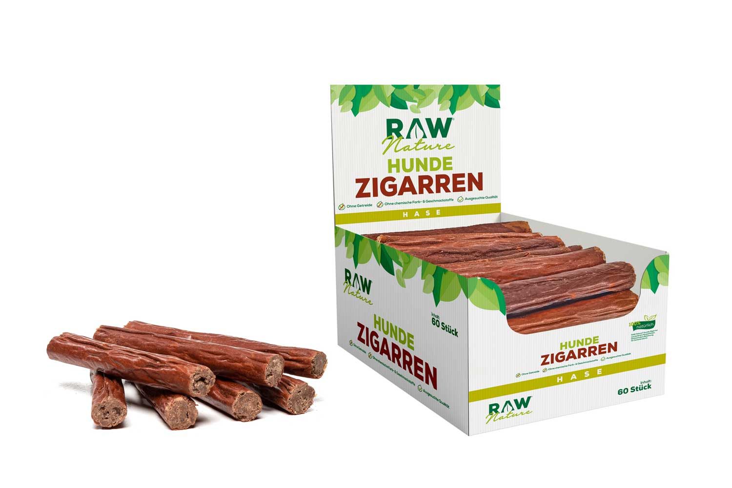 RAW Nature Hundesnack, Hase Hunde-Zigarren, Dörrfleisch Kausnack